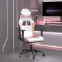 Silla gaming masaje y reposapiés cuero sintético blanco y rosa en Sillas gaming | Comprar online en Foru.es