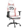 Silla gaming masaje y reposapiés cuero sintético blanco y rosa en Sillas gaming | Comprar online en Foru.es