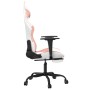 Silla gaming masaje y reposapiés cuero sintético blanco y rosa en Sillas gaming | Comprar online en Foru.es