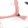 Silla gaming masaje y reposapiés cuero sintético blanco y rosa en Sillas gaming | Comprar online en Foru.es