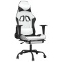 Silla gaming masaje y reposapiés cuero sintético negro blanco en Sillas gaming | Comprar online en Foru.es
