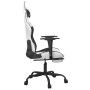 Silla gaming masaje y reposapiés cuero sintético negro blanco en Sillas gaming | Comprar online en Foru.es