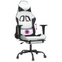 Silla gaming masaje y reposapiés cuero sintético negro blanco en Sillas gaming | Comprar online en Foru.es