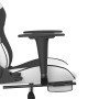 Silla gaming masaje y reposapiés cuero sintético negro blanco en Sillas gaming | Comprar online en Foru.es