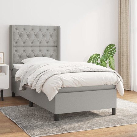 Cama box spring con colchón tela gris claro 80x200 cm de vidaXL, Camas y somieres - Ref: Foro24-3131625, Precio: 331,39 €, De...