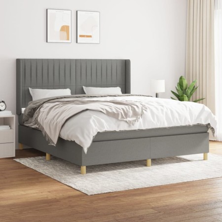 Cama box spring con colchón tela gris oscuro 180x200 cm de vidaXL, Camas y somieres - Ref: Foro24-3132170, Precio: 647,34 €, ...
