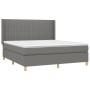 Cama box spring con colchón tela gris oscuro 180x200 cm de vidaXL, Camas y somieres - Ref: Foro24-3132170, Precio: 647,34 €, ...