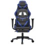 Silla gaming de masaje y reposapiés cuero sintético negro azul en Sillas gaming | Comprar online en Foru.es