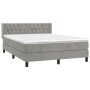 Cama box spring con colchón terciopelo gris claro 140x200 cm de vidaXL, Camas y somieres - Ref: Foro24-3131141, Precio: 472,8...