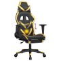 Silla gaming masaje y reposapiés cuero sintético negro dorado en Sillas gaming | Comprar online en Foru.es