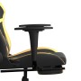 Silla gaming masaje y reposapiés cuero sintético negro dorado en Sillas gaming | Comprar online en Foru.es