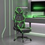 Silla gaming de masaje y reposapiés cuero sintético negro verde en Sillas gaming | Comprar online en Foru.es