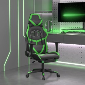 Silla gaming de masaje y reposapiés cuero sintético negro verde en Sillas gaming | Comprar online en Foru.es