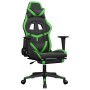 Silla gaming de masaje y reposapiés cuero sintético negro verde en Sillas gaming | Comprar online en Foru.es
