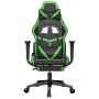 Silla gaming de masaje y reposapiés cuero sintético negro verde en Sillas gaming | Comprar online en Foru.es