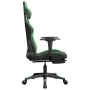 Silla gaming de masaje y reposapiés cuero sintético negro verde en Sillas gaming | Comprar online en Foru.es