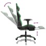 Silla gaming de masaje y reposapiés cuero sintético negro verde en Sillas gaming | Comprar online en Foru.es
