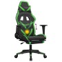 Silla gaming de masaje y reposapiés cuero sintético negro verde en Sillas gaming | Comprar online en Foru.es