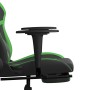 Silla gaming de masaje y reposapiés cuero sintético negro verde en Sillas gaming | Comprar online en Foru.es