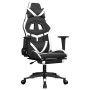 Silla gaming masaje y reposapiés cuero sintético negro blanco en Sillas gaming | Comprar online en Foru.es