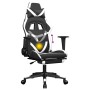 Silla gaming masaje y reposapiés cuero sintético negro blanco en Sillas gaming | Comprar online en Foru.es