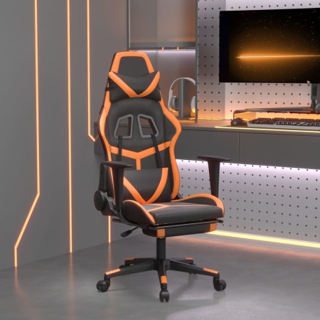 Silla gaming masaje y reposapiés cuero sintético negro naranja en Sillas gaming | Comprar online en Foru.es
