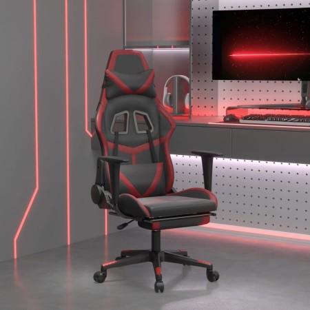 Silla gaming masaje reposapiés cuero sintético negro rojo tinto en Sillas gaming | Comprar online en Foru.es