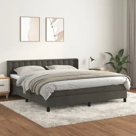 Box spring bed with dark gray velvet mattress 180x200 cm by vidaXL, Beds and slatted bases - Ref: Foro24-3131214, Price: 509,...