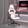Silla gaming masaje y reposapiés cuero sintético blanco y rosa en Sillas gaming | Comprar online en Foru.es