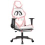 Silla gaming masaje y reposapiés cuero sintético blanco y rosa en Sillas gaming | Comprar online en Foru.es