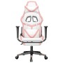 Silla gaming masaje y reposapiés cuero sintético blanco y rosa en Sillas gaming | Comprar online en Foru.es