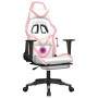 Silla gaming masaje y reposapiés cuero sintético blanco y rosa en Sillas gaming | Comprar online en Foru.es