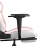 Silla gaming masaje y reposapiés cuero sintético blanco y rosa en Sillas gaming | Comprar online en Foru.es