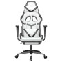 Silla gaming masaje y reposapiés cuero sintético negro blanco en Sillas gaming | Comprar online en Foru.es