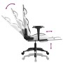 Silla gaming masaje y reposapiés cuero sintético negro blanco en Sillas gaming | Comprar online en Foru.es