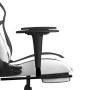 Silla gaming masaje y reposapiés cuero sintético negro blanco en Sillas gaming | Comprar online en Foru.es