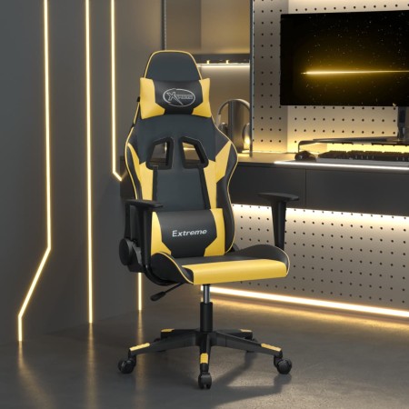 Silla gaming de masaje cuero sintético negro y dorado en Sillas gaming | Comprar online en Foru.es