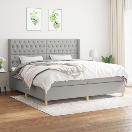 Cama box spring con colchón tela gris claro 200x200 cm de vidaXL, Camas y somieres - Ref: Foro24-3132257, Precio: 646,85 €, D...