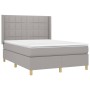 Cama box spring con colchón tela gris claro 140x200 cm de vidaXL, Camas y somieres - Ref: Foro24-3131993, Precio: 519,24 €, D...