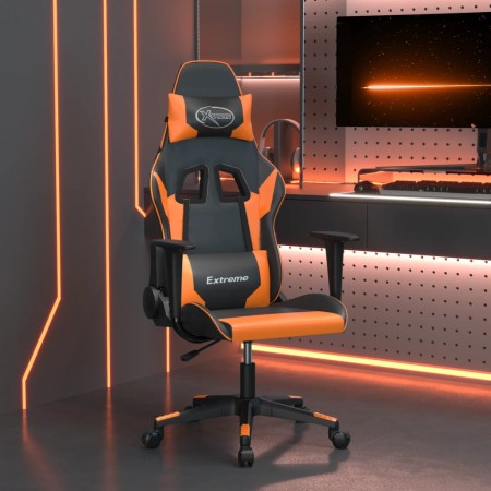 Silla gaming de masaje cuero sintético negro y naranja en Sillas gaming | Comprar online en Foru.es