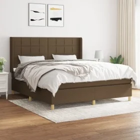 Cama box spring con colchón tela marrón oscuro 180x200 cm de vidaXL, Camas y somieres - Ref: Foro24-3132012, Precio: 615,79 €...