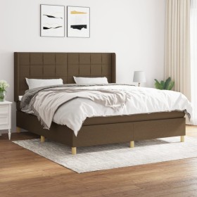 Cama box spring con colchón tela marrón oscuro 180x200 cm de vidaXL, Camas y somieres - Ref: Foro24-3132012, Precio: 627,81 €...