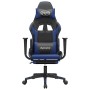 Silla gaming de masaje y reposapiés cuero sintético negro azul en Sillas gaming | Comprar online en Foru.es