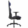 Silla gaming de masaje y reposapiés cuero sintético negro azul en Sillas gaming | Comprar online en Foru.es