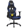 Silla gaming de masaje y reposapiés cuero sintético negro azul en Sillas gaming | Comprar online en Foru.es