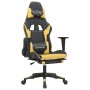 Silla gaming masaje y reposapiés cuero sintético negro dorado en Sillas gaming | Comprar online en Foru.es