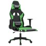 Silla gaming de masaje y reposapiés cuero sintético negro verde en Sillas gaming | Comprar online en Foru.es