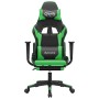 Silla gaming de masaje y reposapiés cuero sintético negro verde en Sillas gaming | Comprar online en Foru.es