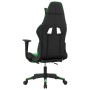 Silla gaming de masaje y reposapiés cuero sintético negro verde en Sillas gaming | Comprar online en Foru.es