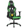 Silla gaming de masaje y reposapiés cuero sintético negro verde en Sillas gaming | Comprar online en Foru.es